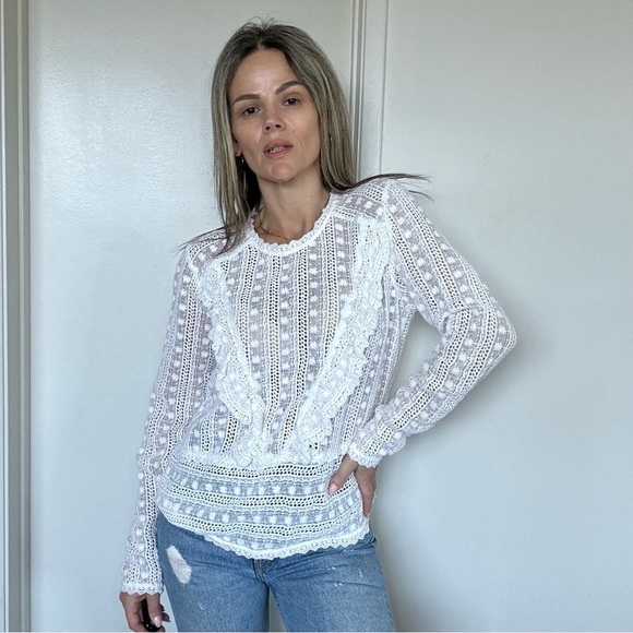 Sezane Madeleine Lace Blouse White - Picture 4 of 16